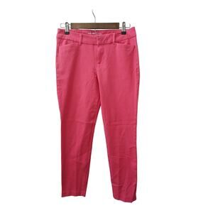Old Navy Pink Mid-Rise Stretch Crop Pants Pockets Zipper 6